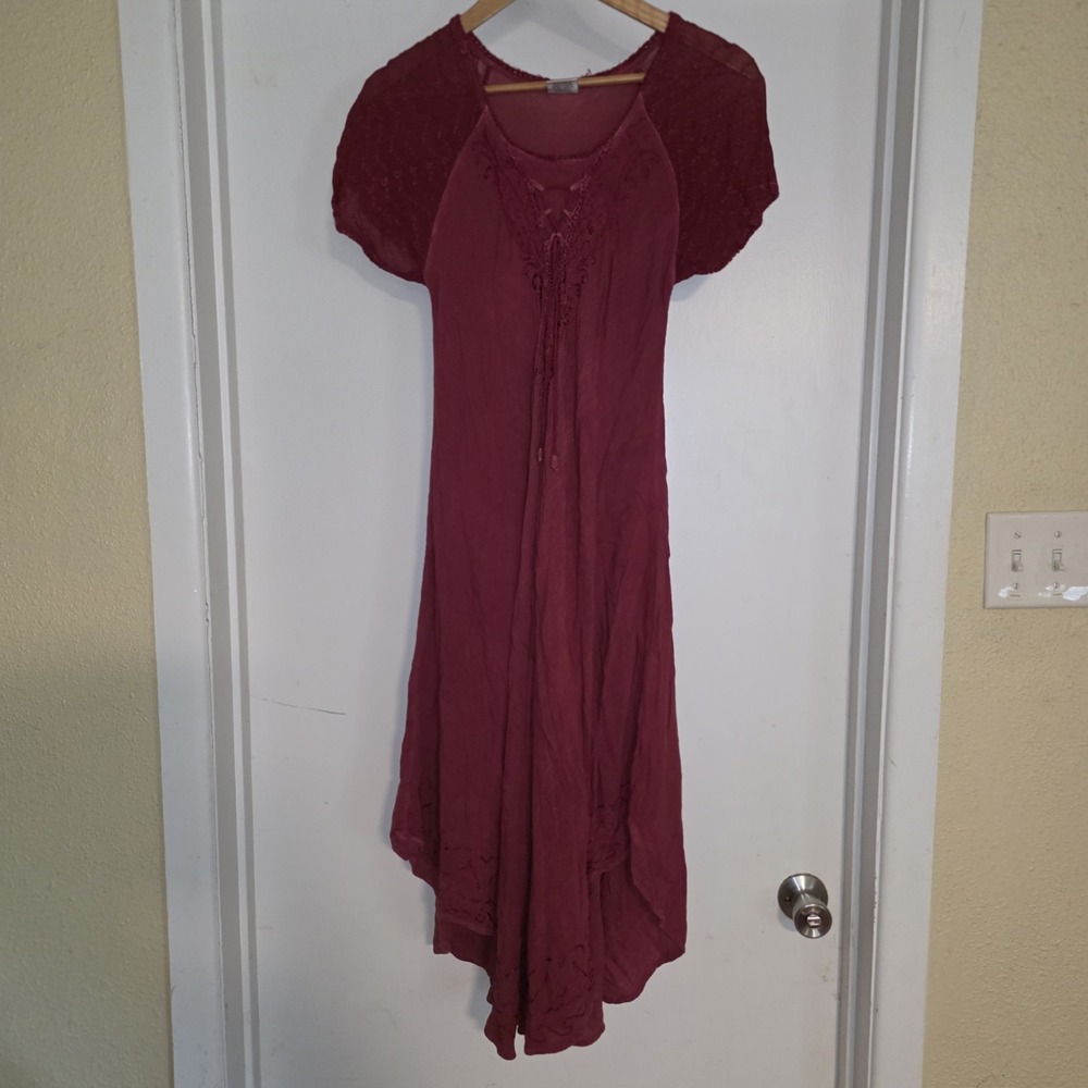 Advance Apparels dress Boho Fairy core Free Size Red %100 Cotton Womens - Picture 2 of 9